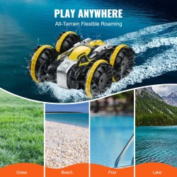 Kaukoohjattava amfibioauto neliveto ABS-muovi vesitiivis nopeus 12 km/h kaksi akkua