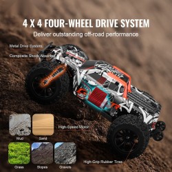 Radio-ohjattava maastoauto mittakaava 1:14 nelivetoinen 38 km/h 2 akkua sopii yli 8-vuotiaille