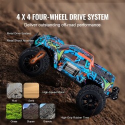 Radio-ohjattava maastoauto 1:14-mittakaava neliveto harjaton moottori 42 km/h