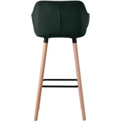 Tyylikäs samettinen baarijakkara pyökkirungolla ja selkänojalla