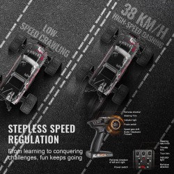 Radio-ohjattava 1:10-mittakaavainen neliveto maastoauto 45 asteen pyörätemppu 38 km/h kaksi akkua