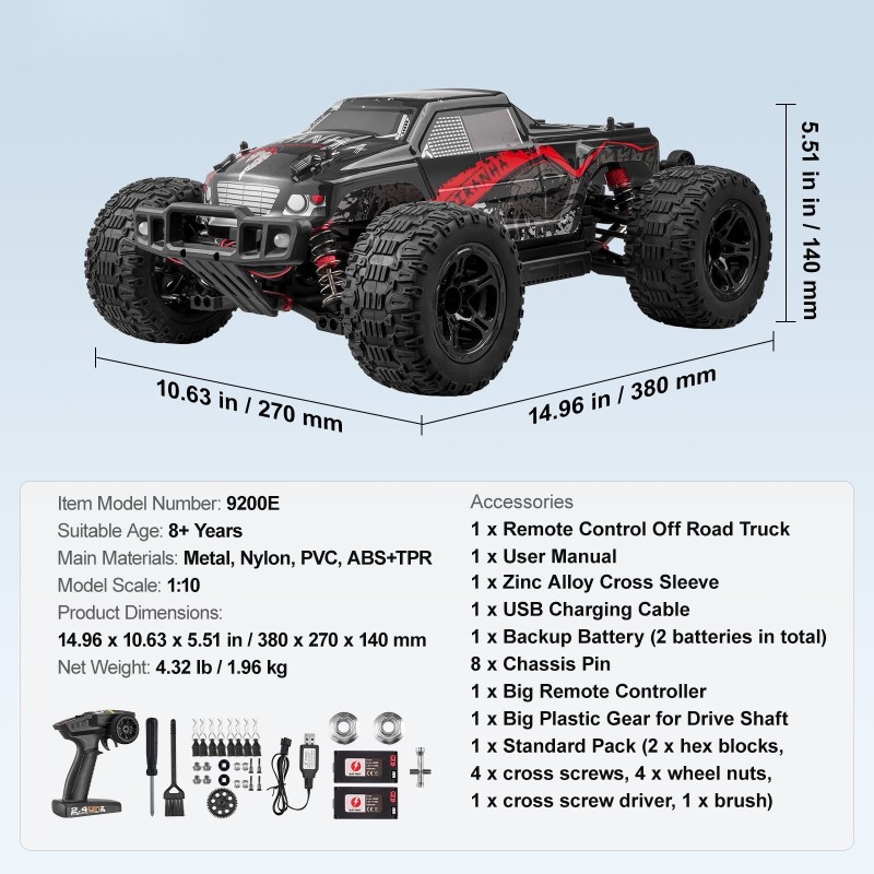 Radio-ohjattava 1:10-mittakaavainen neliveto maastoauto 45 asteen pyörätemppu 38 km/h kaksi akkua