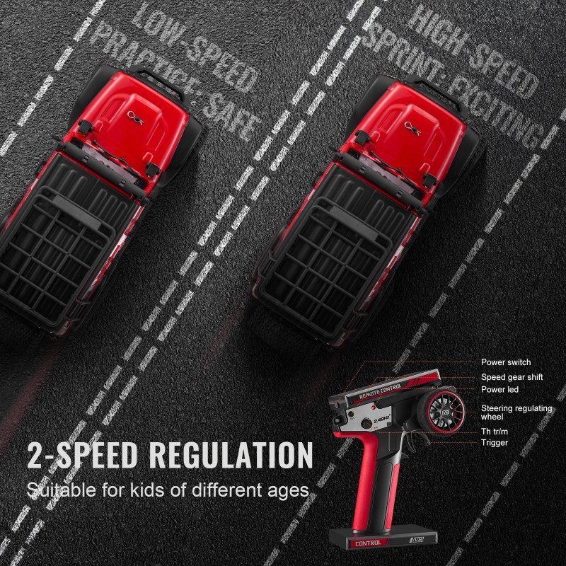 Kauko-ohjattava 1:24 nelivetoinen maastoauto täysi valaistus 2 ladattavaa akkua pikalatauksella