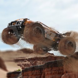 Kauko-ohjattava maastoauto 1:10 nelivetoinen säädettävä nopeus 50 km/h 45 asteen keulimistoiminto IPX4