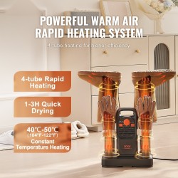 Kengänkuivain 4-putkinen PP ja ABS 2 paria 40–50 °C 3 tunnin ajastin