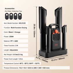 Kengänkuivain 4-putkinen PP ja ABS 2 paria 40–50 °C 3 tunnin ajastin