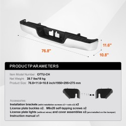 Takapuskuri raskaasta teräksestä kromipinnoitteella astinlauta rekisterikilven valot Toyota Tundra 2007–2013 ilman anturireikiä