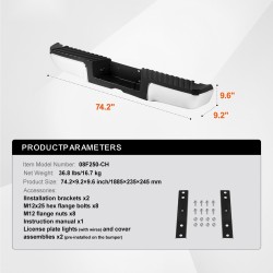 Takapuskuri kromattu raskas teräs yhteensopiva Ford F250 F350 2008–2016 askelma rekisterivalot