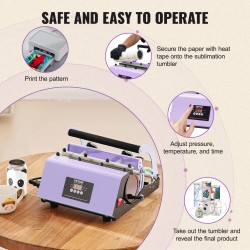 Lämpöprässi mukeille ja juomapulloille 11–30 unssia digitaalinen lämpö ja aikasäätö