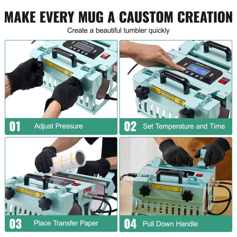 Mukiprässi kaksiasemainen 312–850 g 887 ml ohutlevy digitaalinen sublimaatio