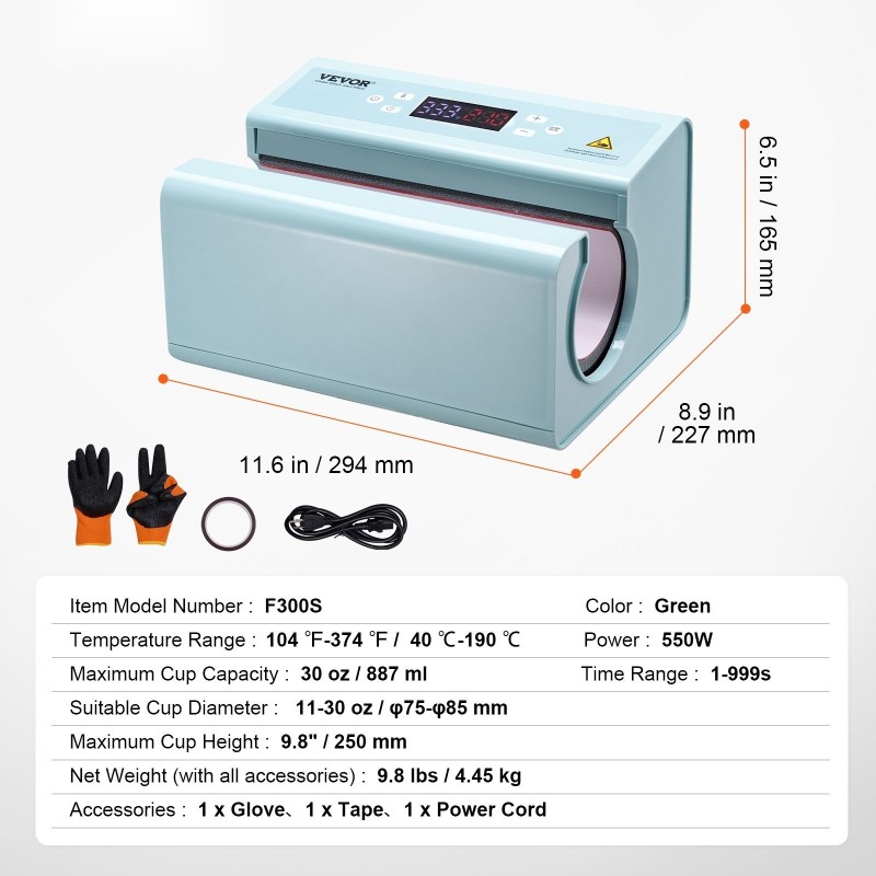 Automaattinen mukilämpöprässi sublimaatioon enintään 887 ml:n mukeille sininen 2-paikkainen