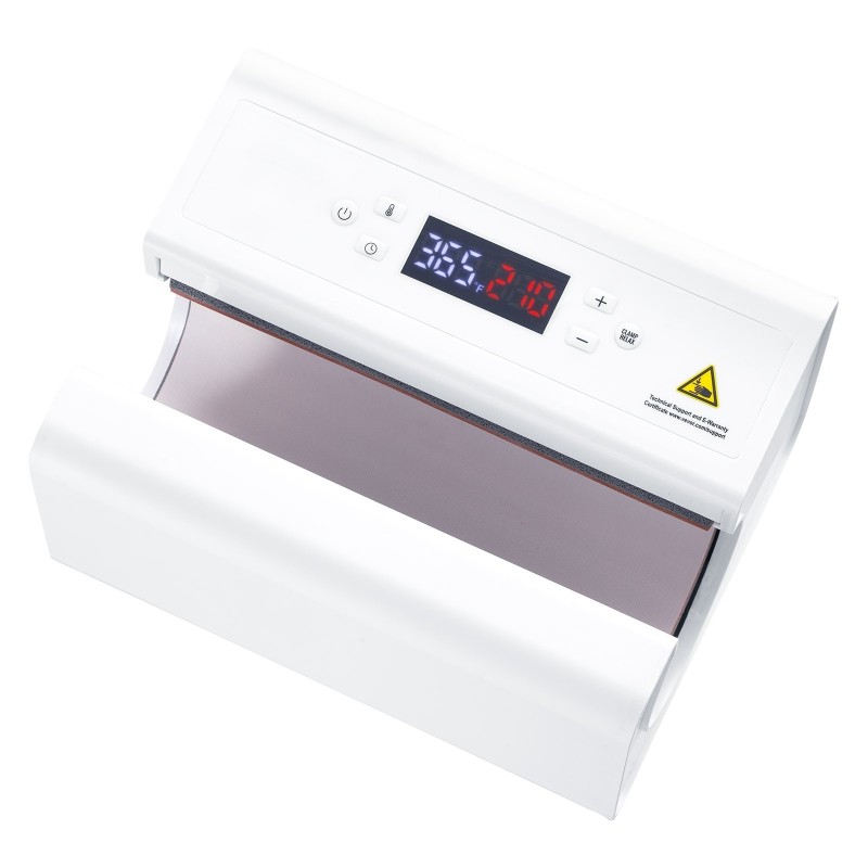 Automaattinen lämpöpuristin mukeille ja termospulloille halkaisijaltaan 75–85 mm valkoinen