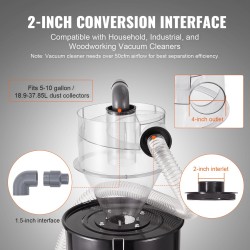 Syklonierotin läpinäkyvä ABS-muovinen 4 tuuman liitäntä märkä- ja kuivaimureille 18.9-37.85L säiliöille