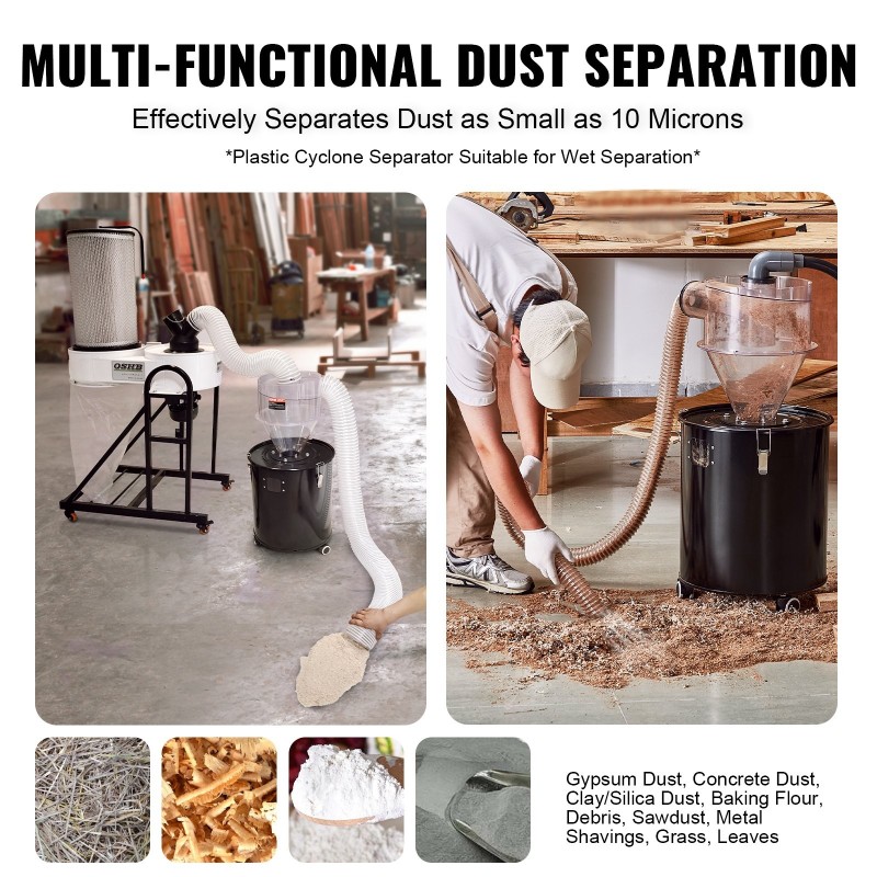 Syklonierotin läpinäkyvä ABS-muovinen 4 tuuman liitäntä märkä- ja kuivaimureille 18.9-37.85L säiliöille