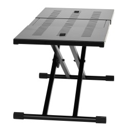 Korkeussäädettävä DJ pöytäteline seosteräksestä 820 1095 mm leveä 465 mm syvä pöytätaso