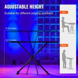 Korkeussäädettävä DJ-pöytäteline seosteräksestä 820–1095 mm leveä 465 mm syvä pöytätaso