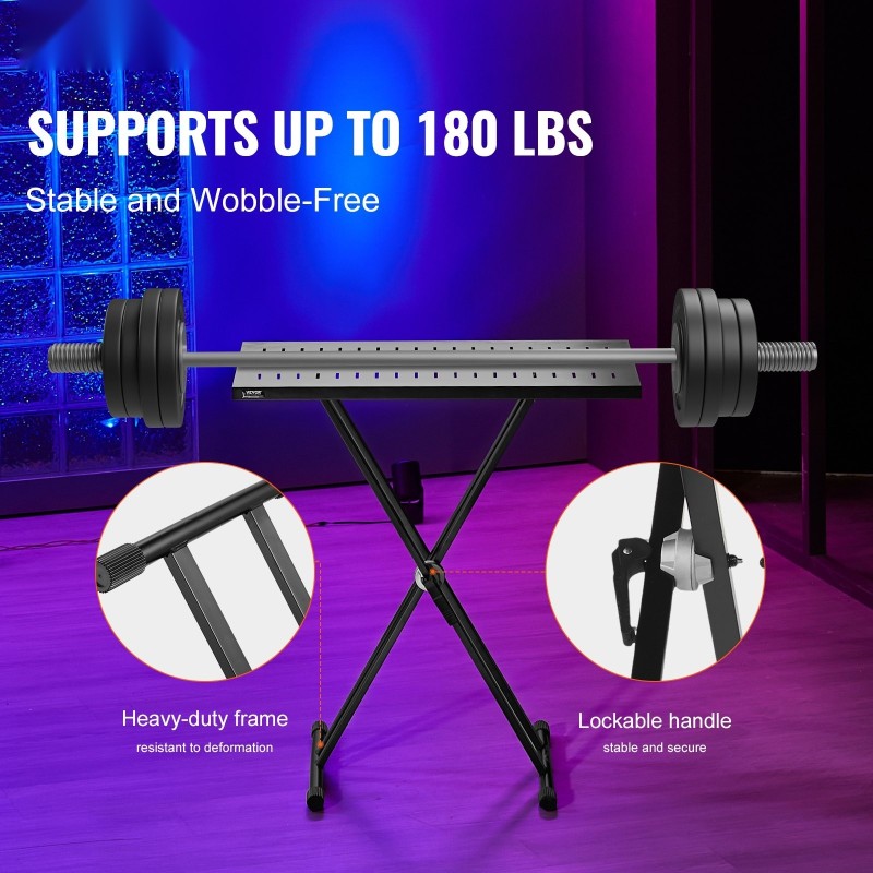 DJ-pöytäteline seosteräksinen taittuva 820 x 495 mm säädettävä 685–855 mm