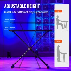 DJ-pöytäteline seosteräksinen taittuva 820 x 495 mm säädettävä 685–855 mm