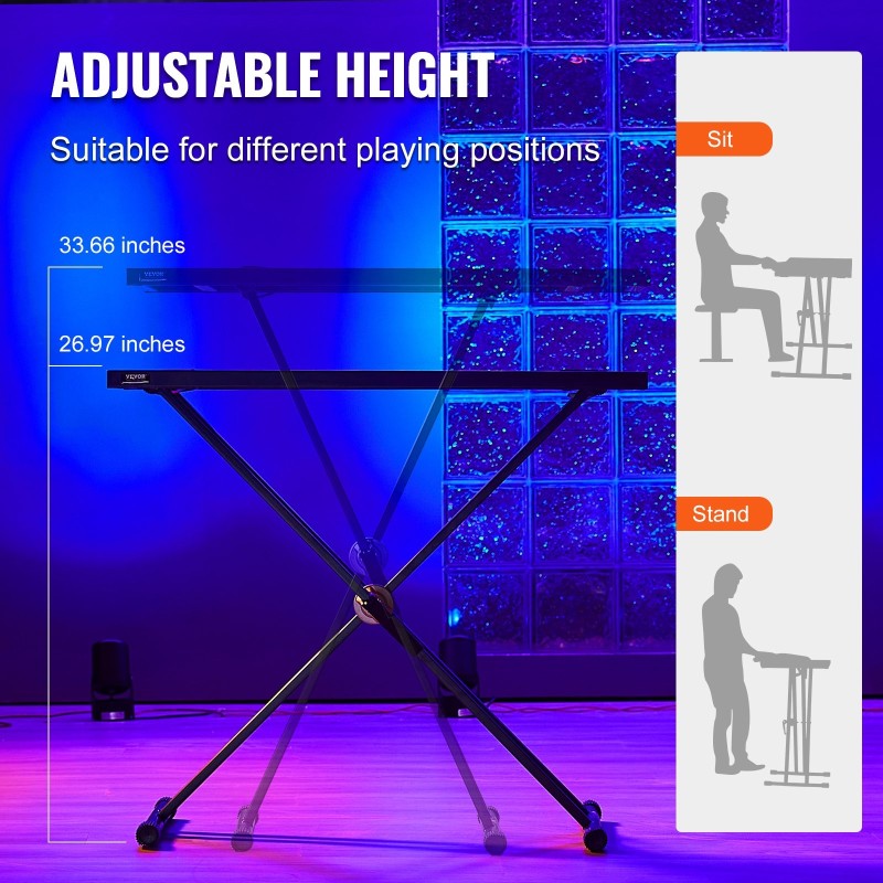 DJ-pöytäteline seosteräksinen taittuva 820 x 495 mm säädettävä 685–855 mm