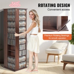 Pyörivä mediakaappi espressovärinen 10 hyllyä 34 lokeroa