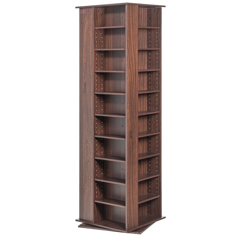 Pyörivä mediakaappi espressovärinen 10 hyllyä 34 lokeroa