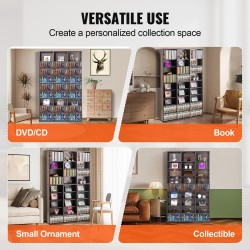 CD- ja DVD-säilytyskaappi 9 hyllyä 27 lokeroa säädettävät hyllyt 756 CD-levyä espresso