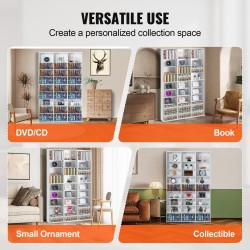 DVD- ja CD-säilytyskaappi 9 hyllyä 27 osastoa säädettävät hyllyt valkoinen