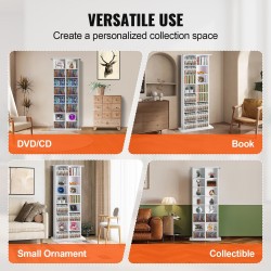 Mediakaappi 8 säädettävää hyllyä 16 lokeroa tilaa 464 CD-levylle valkoinen