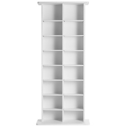 Mediakaappi 8 säädettävää hyllyä 16 lokeroa tilaa 464 CD-levylle valkoinen