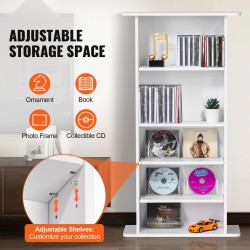 DVD- ja CD-säilytyskaappi 5 hyllyä säädettävillä hyllyillä valkoinen tilaa jopa 240 CD-levylle