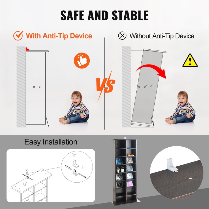 Mediakaappi 8 hyllyä 16 lokeroa tilaa jopa 464 CD-levyä espresso