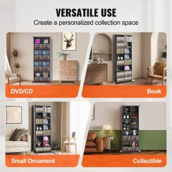 Mediakaappi 8 hyllyä 16 lokeroa tilaa jopa 464 CD-levyä espresso