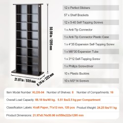 Mediakaappi 8 hyllyä 16 lokeroa tilaa jopa 464 CD-levyä espresso