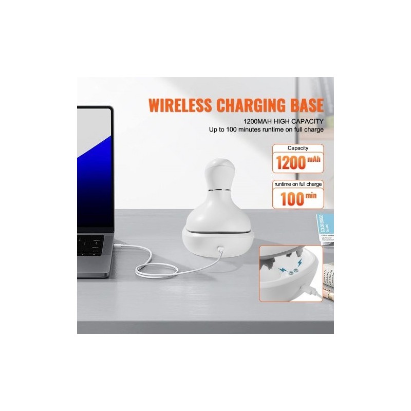 Sähköinen päänahan hierontalaite ladattava IPX7-vesitiivis 8 irrotettavaa hierontapäätä 6 tilaa