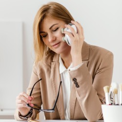 Sähköinen ladattava muovinen päänahan hierontalaite lämmitystoiminnolla vesitiivis kahdeksalla irrotettavalla hierontapäällä