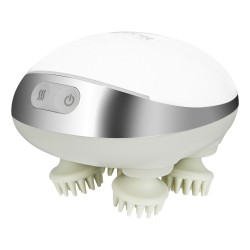 Sähköinen ladattava muovinen päänahan hierontalaite lämmitystoiminnolla vesitiivis kahdeksalla irrotettavalla hierontapäällä