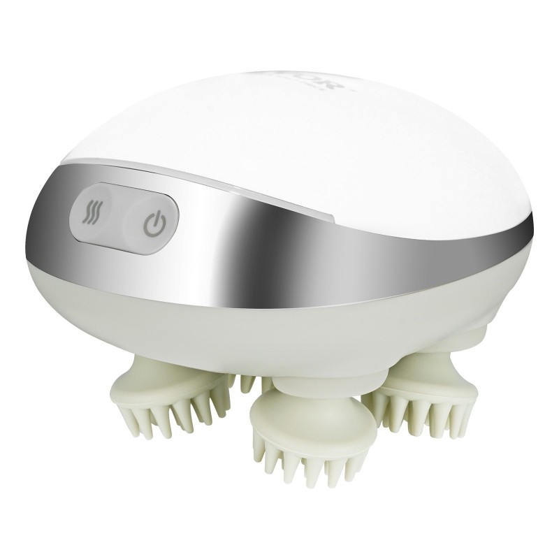 Sähköinen ladattava muovinen päänahan hierontalaite lämmitystoiminnolla vesitiivis kahdeksalla irrotettavalla hierontapäällä