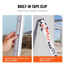 Alumiininen teleskooppivaaitussauva kolme metriä kolmiosainen kaksipuolinen senttimetri ja millimetri asteikko kuplavaaka