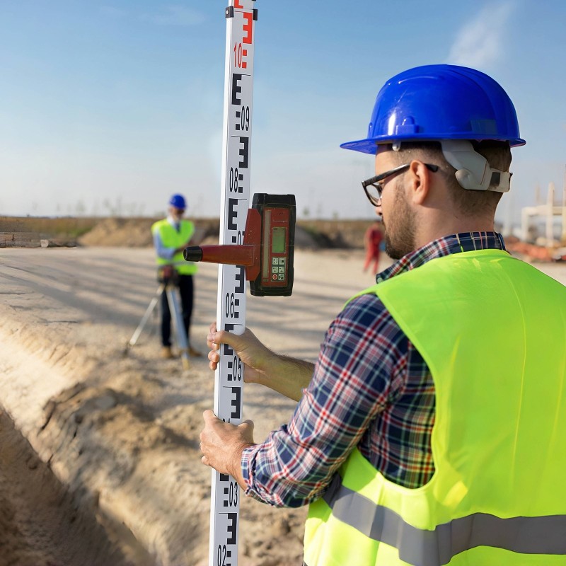 Alumiininen teleskooppivaaitussauva kolme metriä kolmiosainen kaksipuolinen senttimetri ja millimetri asteikko kuplavaaka