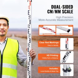 Teleskooppinen alumiininen mittakeppi 5m 5-osainen kaksipuolinen asteikko 1cm/1mm kuplavaaka kuljetuspussi