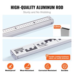 Teleskooppinen alumiininen mittakeppi 5m 5-osainen kaksipuolinen asteikko 1cm/1mm kuplavaaka kuljetuspussi