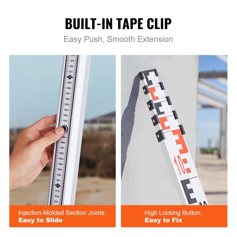 Teleskooppinen alumiininen mittakeppi 5m 5-osainen kaksipuolinen asteikko 1cm/1mm kuplavaaka kuljetuspussi