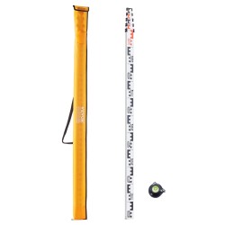 Teleskooppinen alumiininen mittakeppi 5m 5-osainen kaksipuolinen asteikko 1cm/1mm kuplavaaka kuljetuspussi