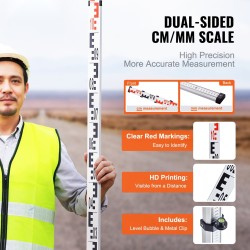 Alumiininen teleskooppimittasauva 4 m kaksipuolinen cm ja mm asteikko kuplavaaka kantolaukku