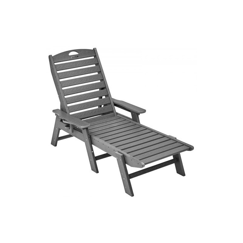 HDPE-lepotuoli ulkokäyttöön 185 cm 6 säädettävää asentoa noin 204 kg kantavuus harmaa