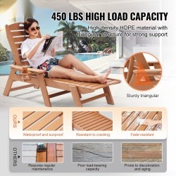 Lepotuoli muovinen ulkokäyttöön kuusi asentoa ruskea korkea kantavuus