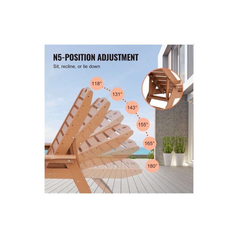 Lepotuoli muovinen ulkokäyttöön kuusi asentoa ruskea korkea kantavuus