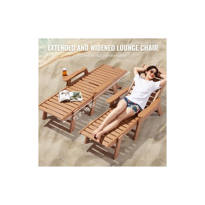 Lepotuoli muovinen ulkokäyttöön kuusi asentoa ruskea korkea kantavuus