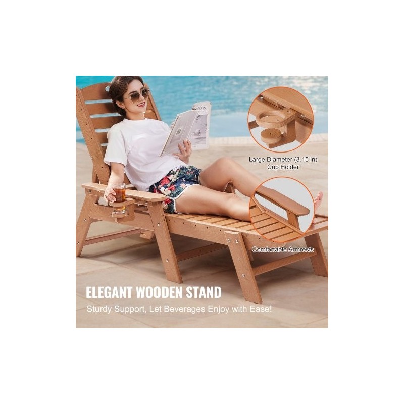 Lepotuoli muovinen ulkokäyttöön kuusi asentoa ruskea korkea kantavuus