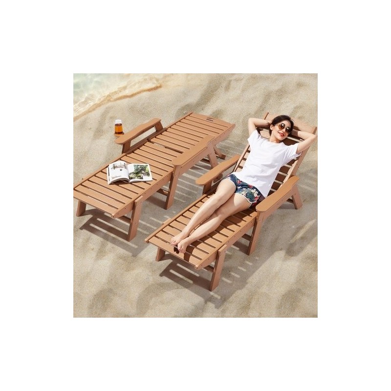 Lepotuoli muovinen ulkokäyttöön kuusi asentoa ruskea korkea kantavuus